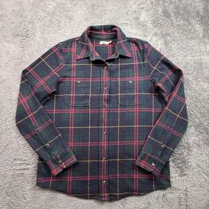 Faherty Legend Sweater Shirt Womens S Plaid Green Pink Button Up Brushed Top